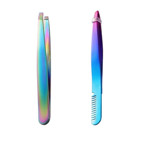 Pinza para Cejas con Peine de Doble Uso, Cepillo de Acero Inoxidable, Punta Inclinada, Alta Calidad, Ecológica, Reutilizable, con Logotipo Personalizado - Product Image 1