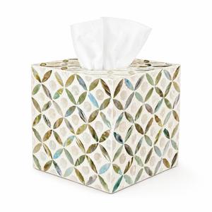 Boîte à mouchoirs décorative en résine bleue et blanche avec couvercle en bois, porte-papier pour la maison, l'hôtel, la salle de bain, boîte à bijoux avec couvercle, cadeau - Product Image 2