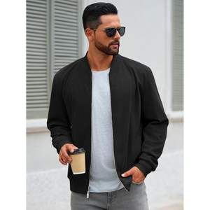 2025 hommes velours côtelé Bomber veste légère fermeture éclair décontracté Vintage automne varsité avec poches réversibles XS taille teint uni - Product Image 3