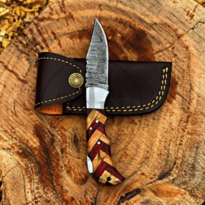 Cuchillo Plegable Artesanal de Acero Damasco con Mango de Madera, Herramienta de Caza para Exteriores, Alta Calidad, OEM, Venta al por Mayor y al por Menor, Europa, EE. UU., TARJ - Product Image 5
