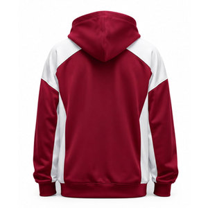 Sudadera con Capucha Personalizada de Manga Raglán Unisex Roja y Blanca con Bolsillo Frontal y Logotipo Impreso por Transferencia Térmica, Ropa Casual de Otoño - Product Image 3