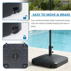 Base de parasol mobile robuste de 130 lb, remplissable d'eau et de sable, pour jardin, cour arrière, bord de piscine, noir - Product Image 5