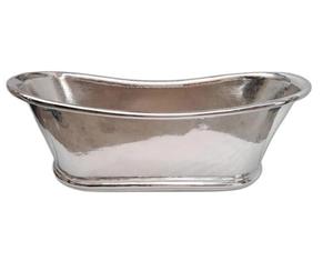 Bañera Ovalada Independiente de Cobre con Acabado en Níquel, Modelo Bold Blossom, Hecha a Mano |   Bañera de Lujo sin Tapa - Product Image 1