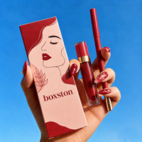Kit de lèvres personnalisé en gros avec emballage en boîte cartonnée – Ensemble 2-en-1 Rouge à lèvres liquide, brillant à lèvres et crayon à lèvres – Marque privée OEM ODM – Boîte en papier