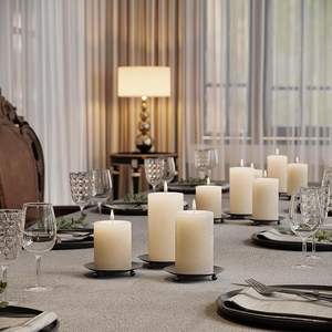 Porte-bougies noirs pour bougies piliers, lot de 2, en métal de qualité supérieure, pour la décoration de la maison, la table à manger, ou comme cadeau - Product Image 4