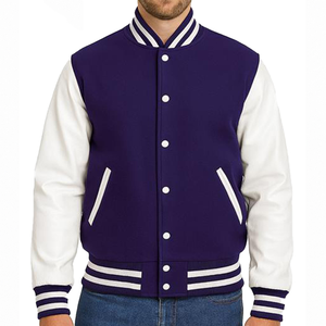 OEM Custom Coated Stand Collar Winter <b>Mens</b> Wool Varsity Jacket with Embossed Front Personalized Design New Condition - Product Image 2
