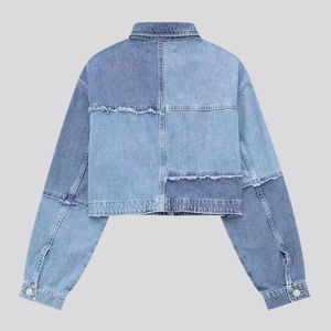 Chaqueta Vaquera con Cuello Camisero, Bolsillos, Acabado Lavado, Corte Regular, Largo Corto, Material de Algodón, Estilo Casual Otoñal, Unisex - Product Image 4