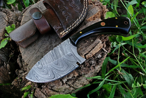 Couteau à dépecer miniature en acier Damas fait main avec manche en corne, lame fixe, couteau de chasse et de camping EDC, fabricant OEM ODM - Product Image 6
