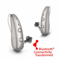 Aide auditive numérique rechargeable RIC Pure Charge and Go BCT 3IX, 32 canaux, pour seniors, gestion du bruit Bluetooth, bleu