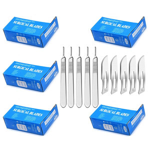 Cuchillas Quirúrgicas Estériles Premium, 5 Piezas, con Mango para Bisturí, 500 Cuchillas Desechables, Acero Inoxidable Alemán, Certificación CE - Product Image 1