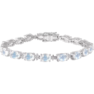 Pulsera de Piedra Lunar Arcoíris y Circonita Cúbica en Plata de Ley 92.5 KLSB-20134 - Product Image 1