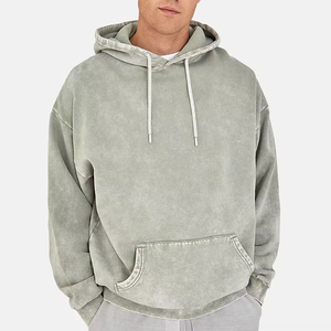 Sweat à capuche 100% coton délavé à l'acide, série High Street, effet vintage, pour homme - Product Image 1