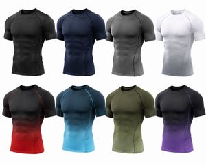 <b>Men's</b> Full Sleeve <b>Compression</b> Rash Guard Red Black Gradient Quick Dry Breathable Eco-Friendly Spandex Polyester Athletic Workout - Product Image 6