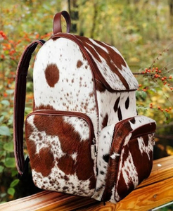 Mochila de cuero de vaca con estampado animal, 15 pulgadas, múltiples bolsillos, mochila unisex con respaldo suave - Product Image 6