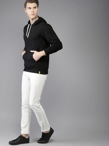 Sweat-shirt à capuche noir pour homme, coupe classique, décontracté, en coton tricoté, avec poche, pour l'automne - Product Image 4