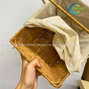 Cesta de Almacenamiento de Mimbre Ecológica con Forro de Algodón Suave, Soporte Metálico y Multifuncional, Hecha en Vietnam - Product Image 6
