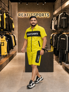 ชุดวอร์มไนลอนสีเหลืองดำแบบกำหนดเองสำหรับผู้ชาย REXFIT SPORTS 2026 ชุด 2 ชิ้น เสื้อแจ็คเก็ตแขนสั้นมีซิป กางเกงขาสั้น ชุดกีฬา ผู้ผลิต - Product Image 4