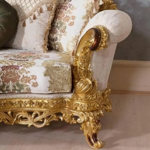 Juego de Sofás de Lujo en Oro Blanco Real, Muebles de Salón Tallados en Caoba, Calidad Garantizada, Hostal Providencia - Product Image 4