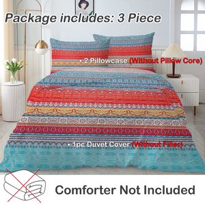 Set Copripiumino 3 Pezzi Motivo Boho Arancione e Blu, Misura Super/King California per Adulti, Decorazione Camera da Letto, Leggero, Set Biancheria da Letto 3 Pezzi - Product Image 3