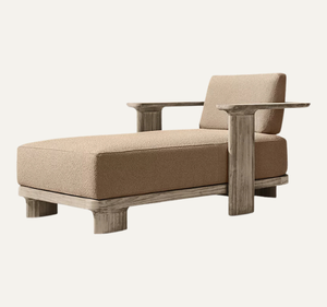 Chaises longues de plage et de piscine en bois massif écologiques Amangiri, ensemble de luxe pour villa avec coussins - Product Image 5