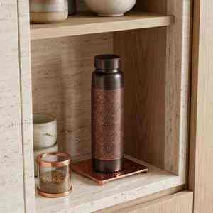 Botella de agua de cobre con diseño de patrón oriental, botella de agua portátil para viaje con tapa, botella de agua con estampado único, artículos para beber con estampado. - Product Image 4