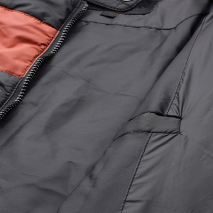 <b>Men's</b> Black Hooded Puffer <b>Jacket</b> Color Blocking Zipper Closure Casual Winter Outerwear Polyester Wadding Regular Fit - Product Image 6