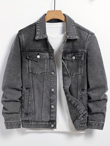 Men's Denim Jean <b>Jacket</b> Casual Outwear Fall <b>Jacket</b> Denim Button up Coat <b>Slim</b> <b>Fit</b> <b>Jacket</b> for Male Regular <b>Fit</b> Autumn Outwear - Product Image 1