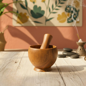 Mortero y Pilón de Madera Natural Ecológicos, Duraderos y Hechos a Mano, de Grado Alimenticio, para Moler Especias, Hierbas, Ajo y Jengibre en la Cocina - Product Image 2