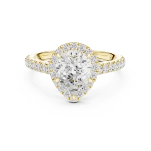 Anillo de Compromiso con Halo de Diamantes Cultivados en Laboratorio en Forma de Pera de 1.5 ct, Oro Sólido de 14K/18K, Banda Pavé de 0.53 CTW, Anillo Nupcial para Mujer - Product Image 1