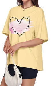 Nueva Colección de Camisetas de Mujer Estampadas 100% Algodón, Manga Corta, Cuello Redondo, Hombros Caídos, Talla Grande, Cómodas, de Bangladesh - Product Image 5