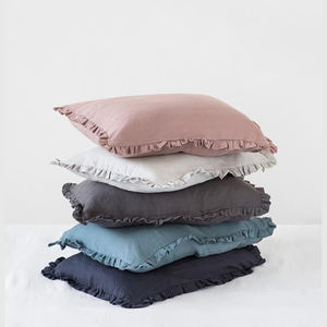 Linen Pillow case Soft Ruffle Edge Cushion Cover Decorative Frill Throw Pillow Case for <b>Bed</b> Sofa Home Decor - Product Image 1