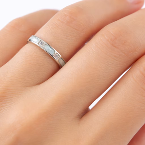 แหวนเงินแท้ 925 ดีไซน์เรียบหรู ประดับอัญมณี เหมาะสำหรับผู้หญิง สวมซ้อนกันได้ - Product Image 1