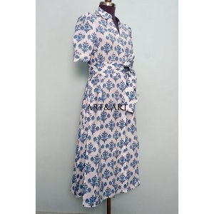 Vestido Moderno Casual de Manga Corta para Fiesta, Estilo Dulce y Elegante para Mujer, Estampado a Mano, de Algodón, Tipo Canguro, Cómodo y Corto - Product Image 5