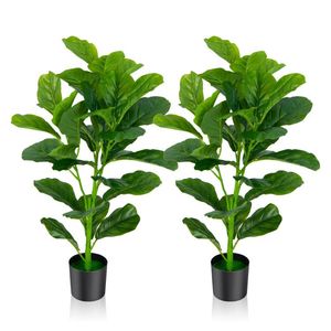 Set di 2 Alberi Artificiali di Ficus Lyrata, Piante Sempreverdi in Plastica per Decorazione Casa e Ufficio, Impermeabili, Regalo per San Valentino - Product Image 1