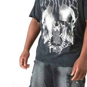 Camiseta Personalizada de Alta Calidad para Hombre, Estilo Vintage, Tallas Grandes, 180g, Poliéster/Algodón, Lavado Ácido, Hip Hop, Transpirable - Product Image 4