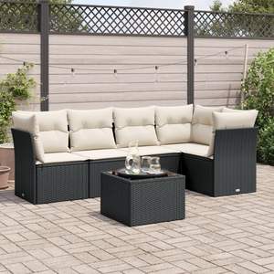 Conjunto de Sofás Modulares Grandes de Ratán PE Negro para Jardín, Elegante Espacio de Vida al Aire Libre - Product Image 1