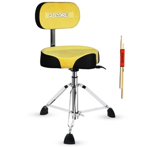 5 Core <b>Drum</b> Throne w Backrest 4" Padded Stool Airlift 25" Adjustable Drummer Stool 441Lb Capacity - Product Image 1