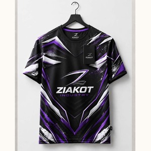 T-shirt de performance Esports 3D personnalisé noir, blanc et violet pour l'industrie Ziakot (vente en gros) - Product Image 1