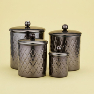 3-Piece Hammered Stainless Steel Canister Set with Lids Food Grade Metal <b>Storage</b> <b>Containers</b> for Tea Coffee Sugar Best Price - Product Image 6