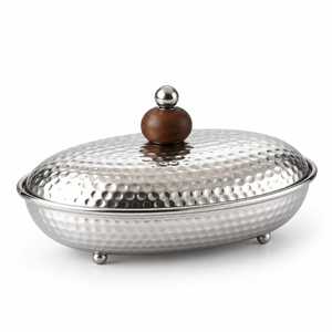 Olla árabe de diseño martillado, estilo único, acabado plateado, para servir comida caliente, ideal para uso doméstico, hotelero y de catering. - Product Image 2