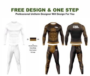 Vêtements de compression respirants pour hommes, vente en gros directe d'usine, design personnalisé, impression numérique par transfert thermique, ensemble de rashguard MMA - Product Image 2