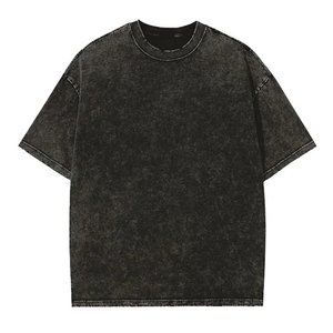 New Summer Arrival Men's Distressed <b>Acid</b> Wash T-Shirts 100% Cotton Jersey Round Neck Men's <b>Drop</b> Shoulder T-Shirts - Product Image 1