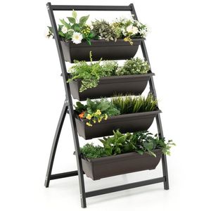 Fioriera Verticale a 4 Livelli con 4 Contenitori e Fori di Drenaggio, Vasi e Fioriere - Product Image 3