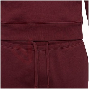 Ensemble de survêtement à capuche pour homme, couleur bordeaux, manches longues, couleur unie, coupe décontractée, vêtements d'automne, respirant, 100% coton, cordon de serrage - Product Image 5