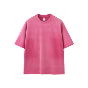 T-shirt en coton violet surdimensionné pour homme, manches courtes, col rond, jersey décontracté, coupe classique - Product Image 6