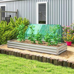 Jardinera Elevada Galvanizada de 95 x 36 x 12 cm, Fácil de Montar y Limpiar, para Cultivar Flores, Hierbas y Suculentas, Color Plateado - Product Image 2