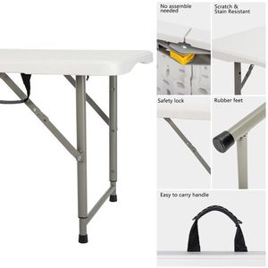 Mesa Plegable de HDPE Blanca de 4 pies para Patio, Picnics, Comedor, Jardín, Dormitorio, Entrada, Mesa Plegable para Uso en Exteriores, Centros Comerciales y Granjas - Product Image 6