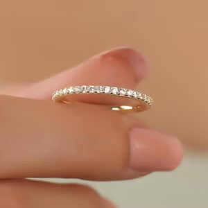 CONCEPTION 925 <b>Silver</b> 14K Gold Jewelry Dainty <b>Eternity</b> Moissanite Diamond <b>Ring</b> Custom April Birthstone <b>Eternity</b> Band <b>Rings</b> Women - Product Image 1