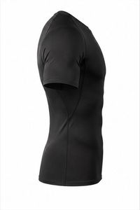 <b>Men's</b> Black Short Sleeve <b>Compression</b> <b>Shirt</b> Crew Neck Fitted Moisture Wicking Quick Dry Breathable Polyester Sport Top - Product Image 6