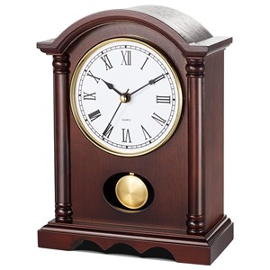 Handcrafted <b>Rustic</b> Digital Acacia Wood Two-piece <b>Desk</b> Clock with Brass Pendulum-Wholesale - Product Image 2